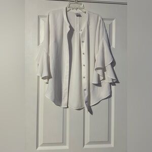 Cabi Ruffle Sleeve Button-Front blouse is a size small.